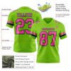 Custom Neon Green Pink-Navy Authentic Football Jersey