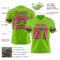 NeonGreen0333-2 Custom Neon Green Pink-Black Authentic Football Jersey