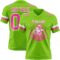 NeonGreen0334-1 Custom Neon Green Pink-White Authentic Football Jersey