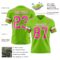 NeonGreen0334-2 Custom Neon Green Pink-White Authentic Football Jersey