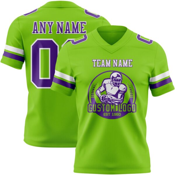 Custom Neon Green Purple-White Authentic Football Jersey