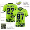 Custom Neon Green Navy-Gray 3D Pattern Splash Authentic Football Jersey