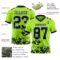 NeonGreen0338-2 Custom Neon Green Navy-Gray 3D Pattern Splash Authentic Football Jersey