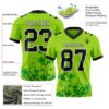 Custom Neon Green Black Grass Green-White 3D Pattern Splash Authentic Football Jersey