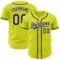 Custom Neon Yellow Black-White Authentic Baseball Jersey