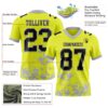 Custom Neon Yellow Black-Gray 3D Pattern Splash Authentic Football Jersey