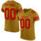 OldGold0011 Custom Old Gold Red Mesh Authentic Football Jersey