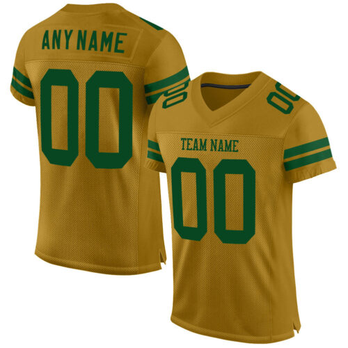 OldGold0013 Custom Old Gold Green Mesh Authentic Football Jersey