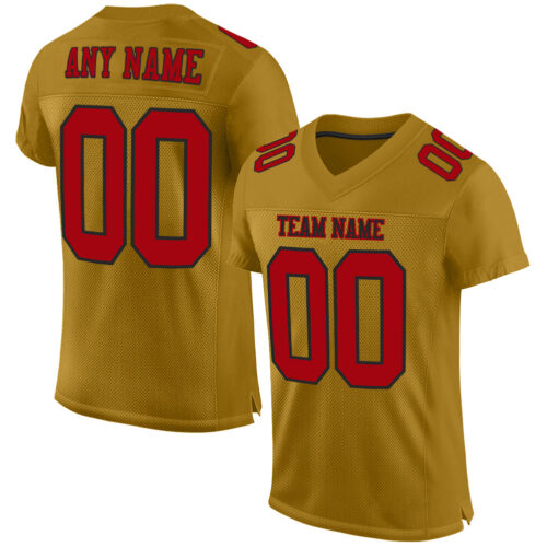 OldGold0040_ae549f77-db7c-4f03-b012-0226f5ac9d1e Custom Old Gold Red-Black Mesh Authentic Football Jersey