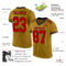 Custom Old Gold Red-Black Mesh Authentic Football Jersey