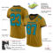 OldGold0054-1 Custom Old Gold Teal-Black Mesh Authentic Football Jersey