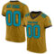 OldGold0054 Custom Old Gold Teal-Black Mesh Authentic Football Jersey