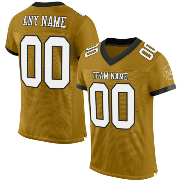 OldGold0055 Custom Old Gold White-Black Mesh Authentic Football Jersey