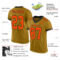 OldGold0056-1 Custom Old Gold Orange-Black Mesh Authentic Football Jersey