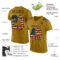 Custom Old Gold Vintage USA Flag-Black Mesh Authentic Football Jersey