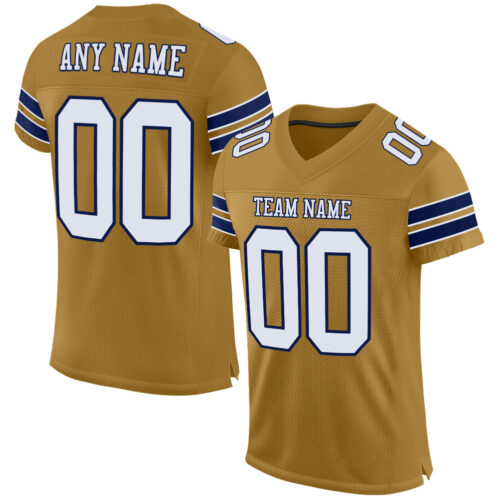 OldGold0066 Custom Old Gold White-Navy Mesh Authentic Football Jersey