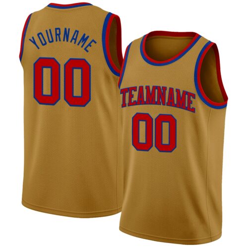 Custom Old Gold Red-Royal Authentic Basketball Jersey