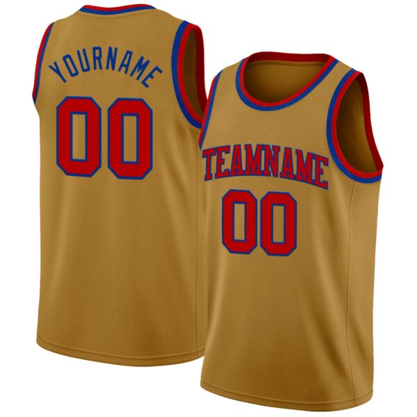 Custom Old Gold Red-Royal Authentic Basketball Jersey