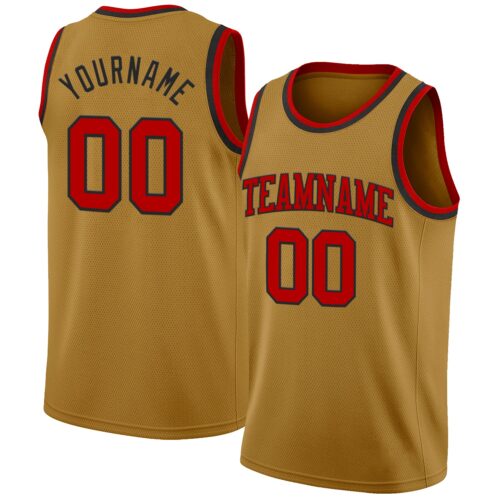 OldGold0151 Custom Old Gold Red-Black Authentic Basketball Jersey