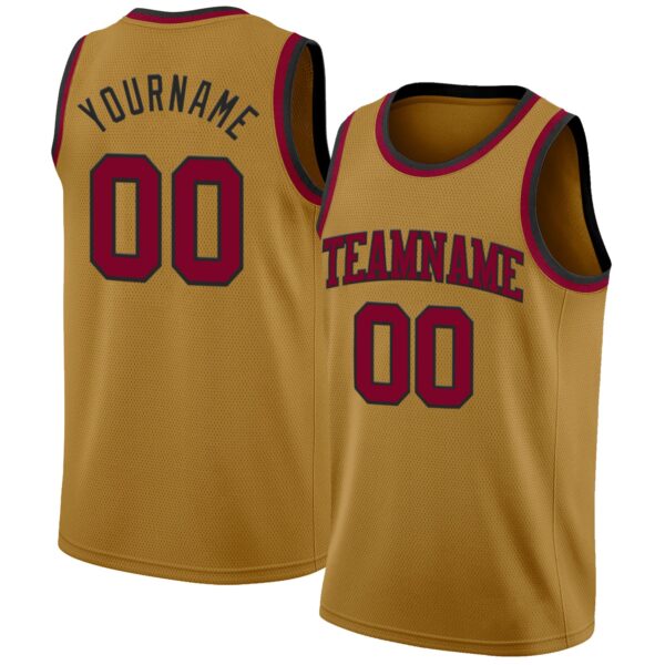 Custom Old Gold Maroon-Black Authentic Basketball Jersey