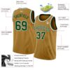 Custom Old Gold Green-White Authentic Basketball Jersey