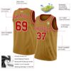 Custom Old Gold Red-White Authentic Basketball Jersey