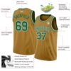 Custom Old Gold Kelly Green-White Authentic Basketball Jersey