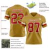 Custom Old Gold Red-White Authentic Football Jersey
