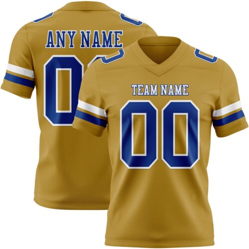 Custom Old Gold Royal-White Authentic Football Jersey