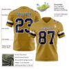 Custom Old Gold Navy-White Authentic Football Jersey