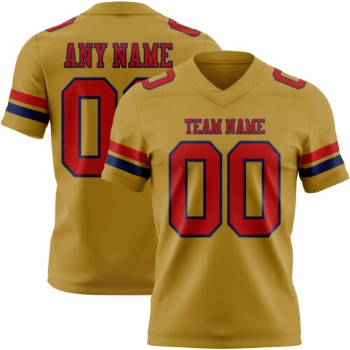 Custom Old Gold Red-Navy Authentic Football Jersey