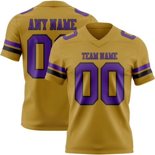 Custom Old Gold Purple-Black Authentic Football Jersey