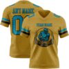 Custom Old Gold Teal-Black Authentic Football Jersey