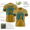 Custom Old Gold Teal-Black Authentic Football Jersey