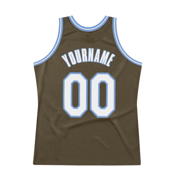 Custom Olive White-Light Blue Authentic Throwback Salute To Service Basketball Jersey