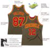 Custom Olive Red-Gold Authentic Throwback Salute To Service  Basketball Jersey