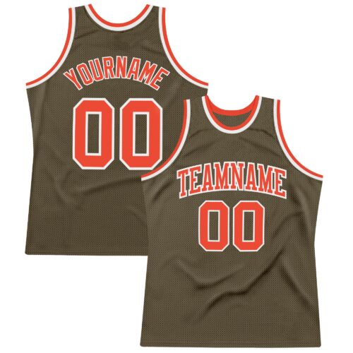 Olive0108 Custom Olive Orange-White Authentic Throwback Salute To Service Basketball Jersey