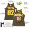 Custom Olive Gold-White Authentic Throwback Salute To Service  Basketball Jersey