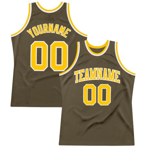 Olive0109 Custom Olive Gold-White Authentic Throwback Salute To Service Basketball Jersey