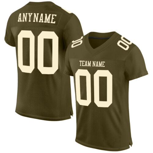 Olive0134_f5de0f82-c0c6-45bb-ac1c-953cbc9fec16 Custom Olive Cream Mesh Authentic Salute To Service Football Jersey