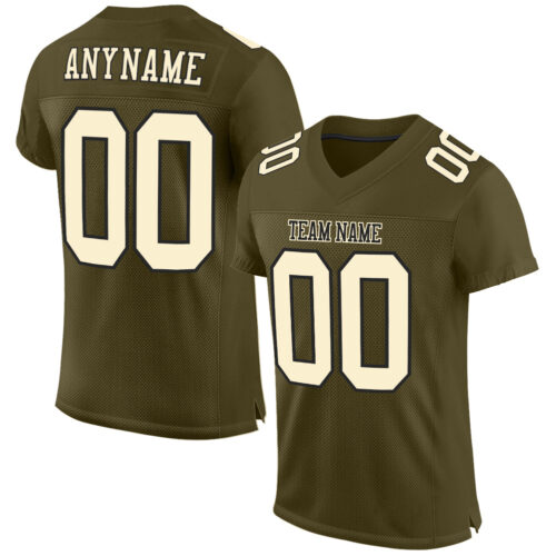 Olive0136_73f6a0c6-3aca-4cf5-a360-fc40a56f35c8 Custom Olive Cream-Black Mesh Authentic Salute To Service Football Jersey