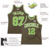 Custom Olive Neon Green-White Authentic Throwback Salute To Service Basketball Jersey