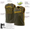 Custom Olive Black-Gold Authentic Throwback Salute To Service Basketball Jersey