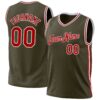 Custom Olive Red-White Authentic Throwback Salute To Service Basketball Jersey