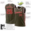 Custom Olive Red-White Authentic Throwback Salute To Service Basketball Jersey