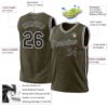 Custom Olive Black-White Authentic Throwback Salute To Service Basketball Jersey