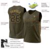 Custom Olive Black-Old Gold Authentic Throwback Salute To Service Basketball Jersey