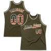 Custom Olive Vintage USA Flag Cream-Black Authentic Throwback Salute To Service Basketball Jersey