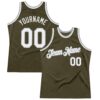 Custom Olive White-Gray Authentic Throwback Salute To Service Basketball Jersey