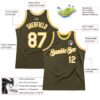 Custom Olive White-Gold Authentic Throwback Salute To Service Basketball Jersey